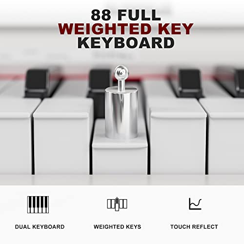 88 Key Weighted Digital Piano with Bench, Full Size Hammer Action, Black k7p