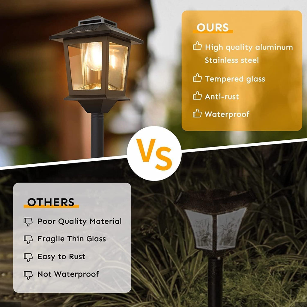 Solar Lamp Post Lights Outdoor 2 Pack with Planter k7