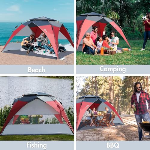 Beach Tent Sun Shelter, 2-4 Person, UPF50+, Instant Setup k7