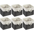 6 Pcs 11 x 11 Inch Cube Storage Bins Fabric Cube Storage Organizer Bins Foldable Storage Cube Baskets with Sturdy Carry Handles Multipurpose Storage Cube for Home (Black, White)