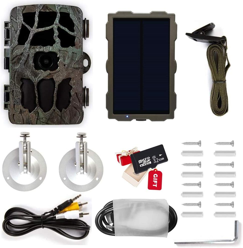 Trail Camera 4K Night Vision 30M Motion Activated IP66 Solar Panel A7