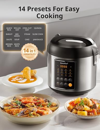 Compact Rice Cooker 6-in-1 Stainless Steel Multi Cooker 2QT A7