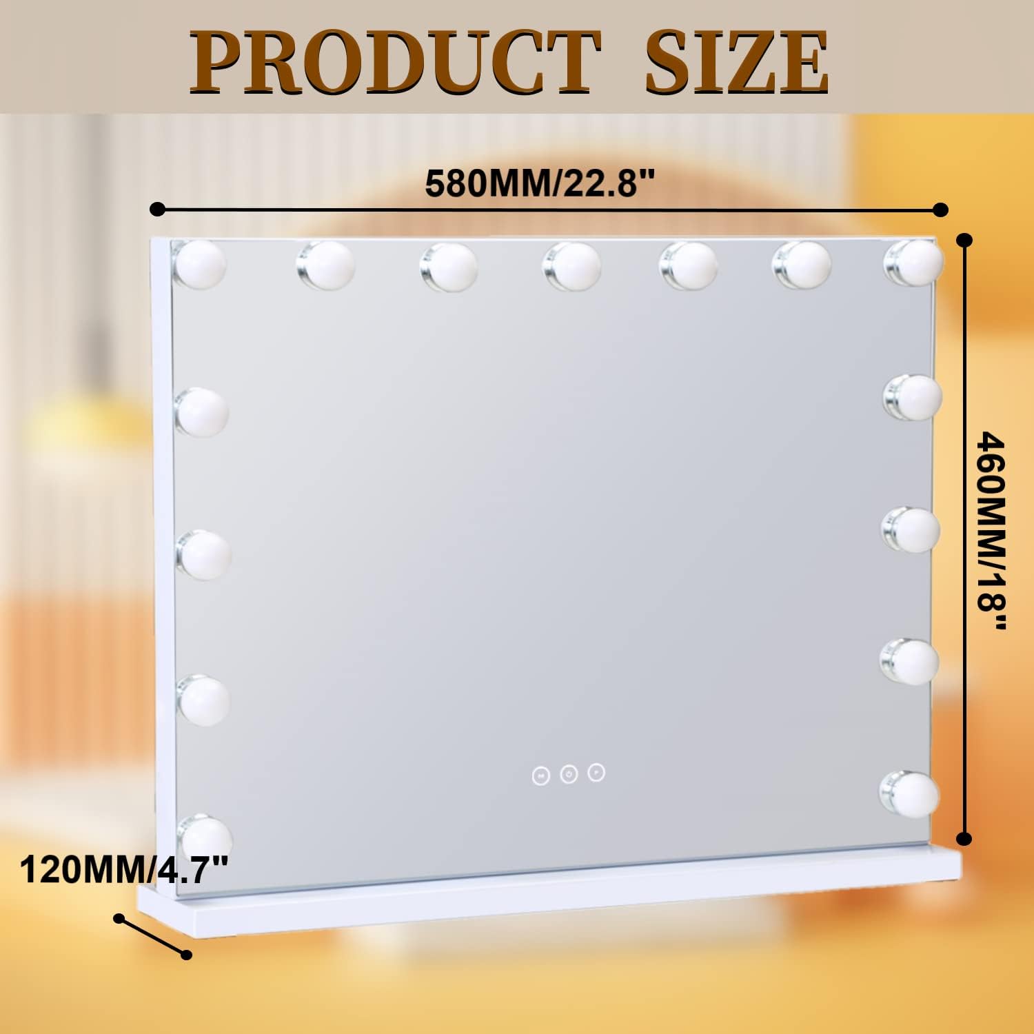 Lighted Vanity Mirror 15 Dimmable Bulbs 3 Color Modes Detachable 10x Magnification Off White k7