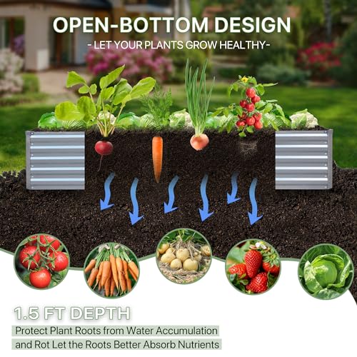 Galvanized Raised Garden Bed 8x4ft Outdoor Metal Planter k7