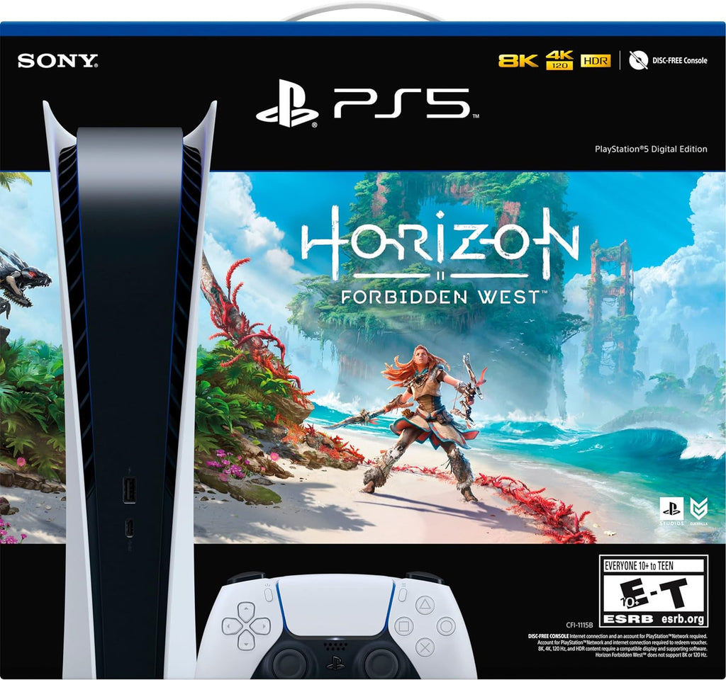 PS5 Digital Edition Console Horizon Forbidden West Bundle 8k