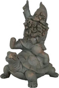 Ebros Gift Whimsical Festive Holiday Novelty Adventurous Mr Gnome Sitting On Wild Rodeo Giant Tortoise Figurine Travelling Gnomes DIY Fairy Garden Home Decor