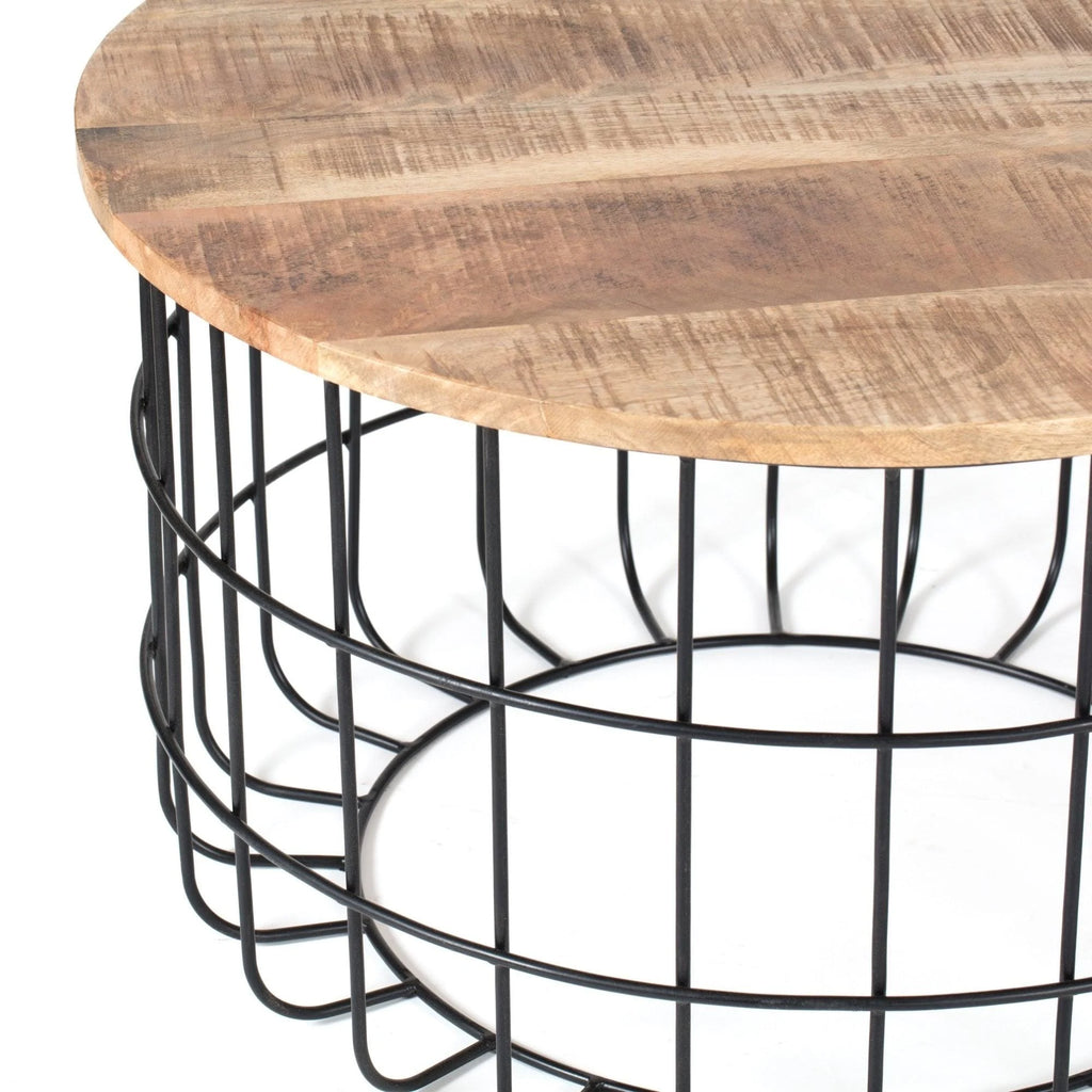 Coffee Table Wood Cage Black Natural k7