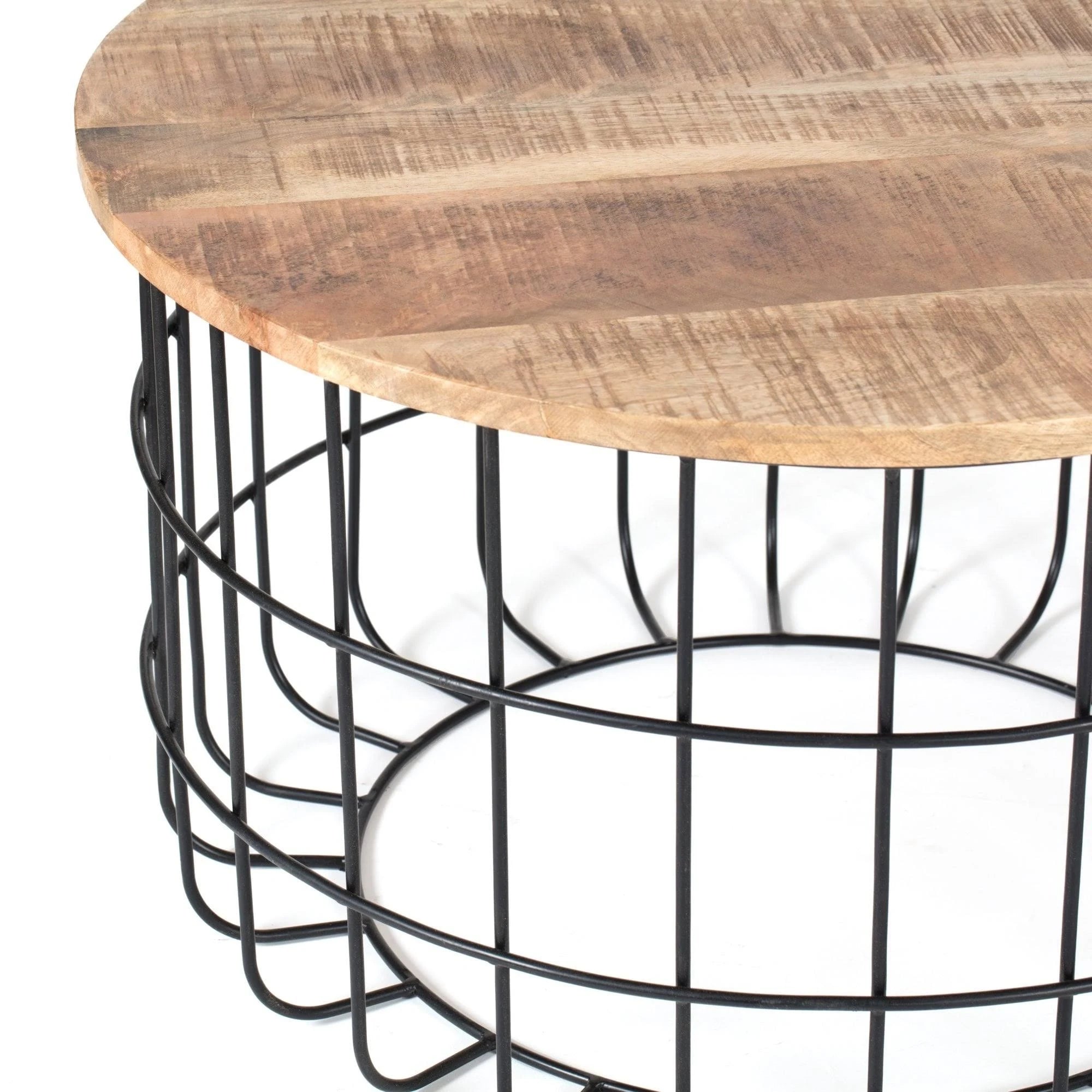 Coffee Table Wood Cage Black Natural k7