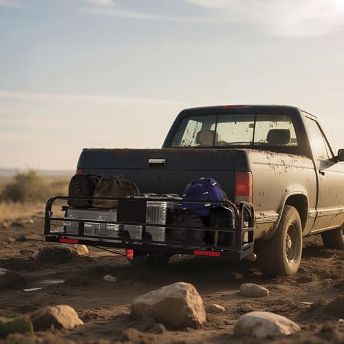 Hitch Mount Cargo Carrier Basket Folding 500 LBS 60x24x14 Fits 2 Receiver K7