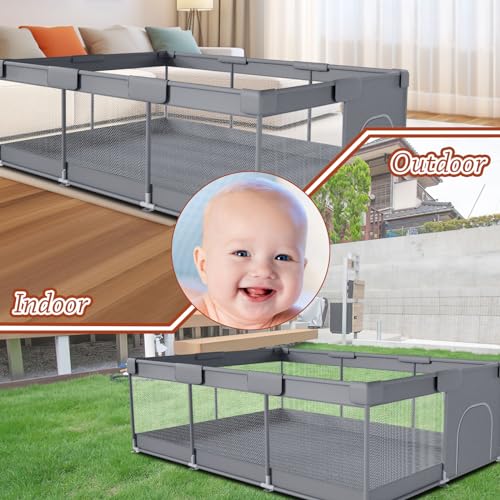 Baby Playpen Extra Large Play Yard with Zipper Gate Indoor Outdoor Safety Activity Center k7