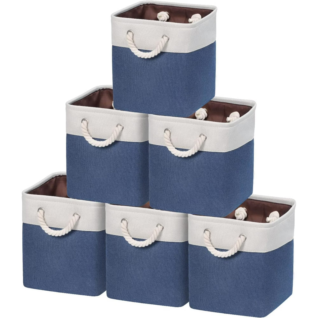 Collapsible Storage Bins 10.5x 10.5x 11”Fabric Storage Basket for Shelves with Handles for Shelf, Closet, Office Organizer, Set of 6