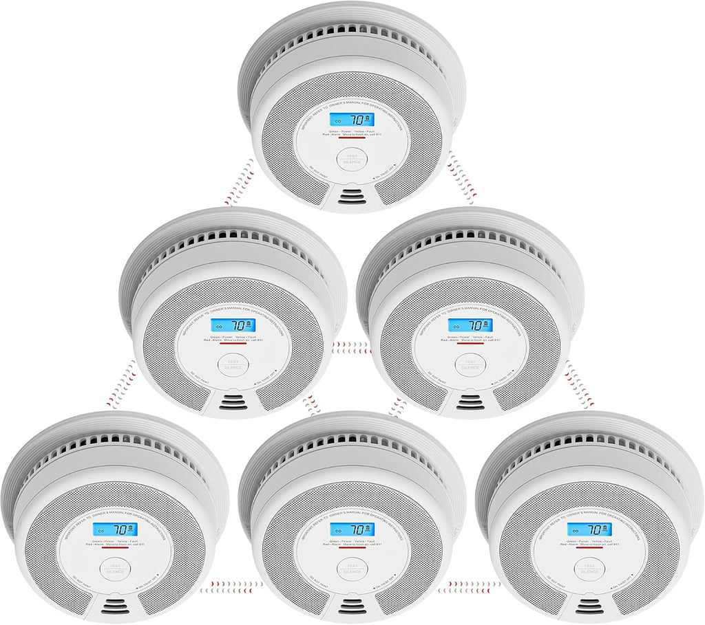 Smoke and CO Detector Alarm with LCD Display, 5-Pack k7