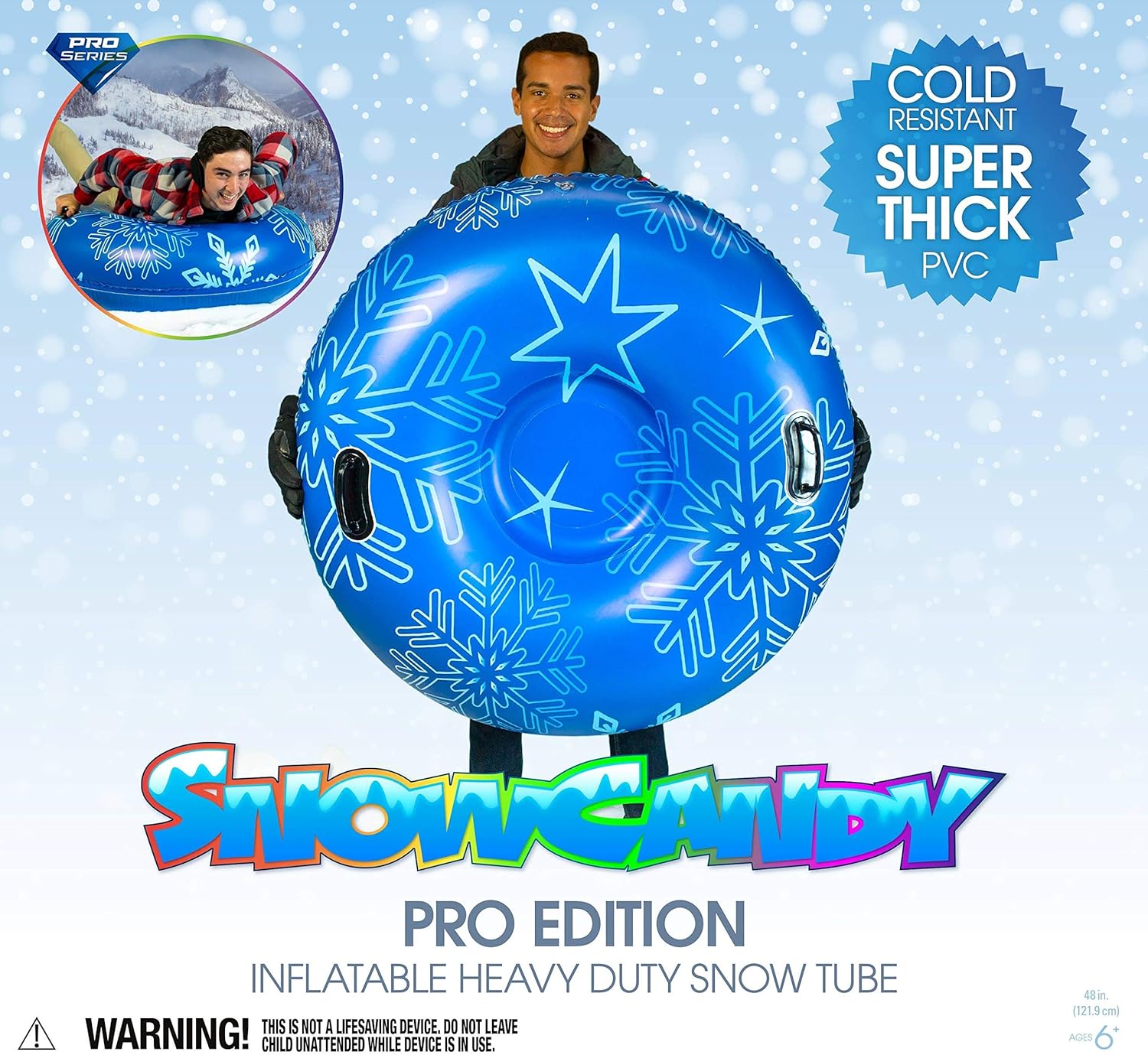 Snow Tube 48 Blue Inflatable Sled for Kids Adults x7