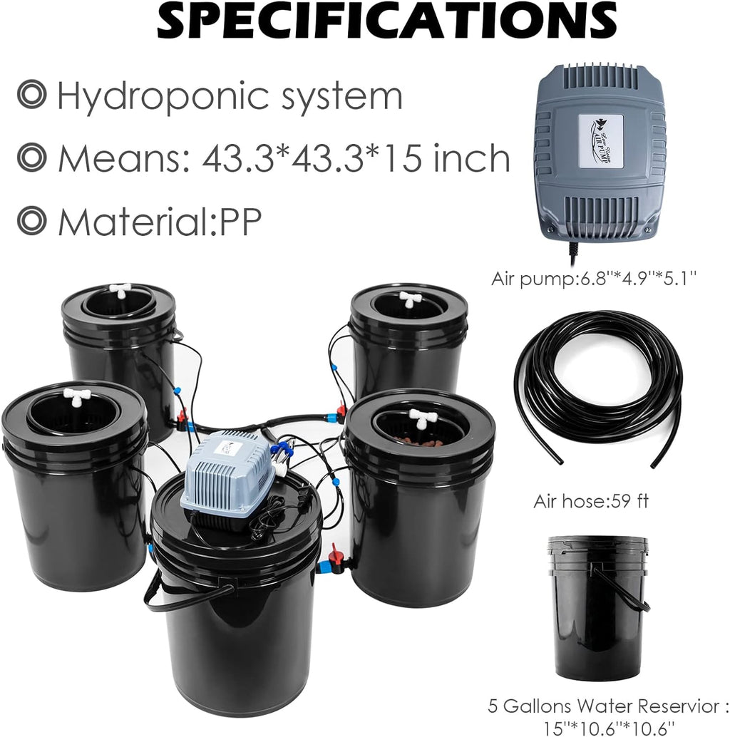 Hydroponic DWC Bucket Kit for Vegetables 4 Bucket System a7