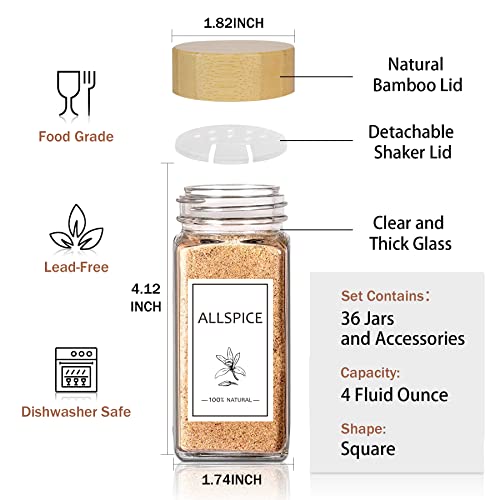 Glass Spice Jars with Bamboo Lids 48 Pack k7m