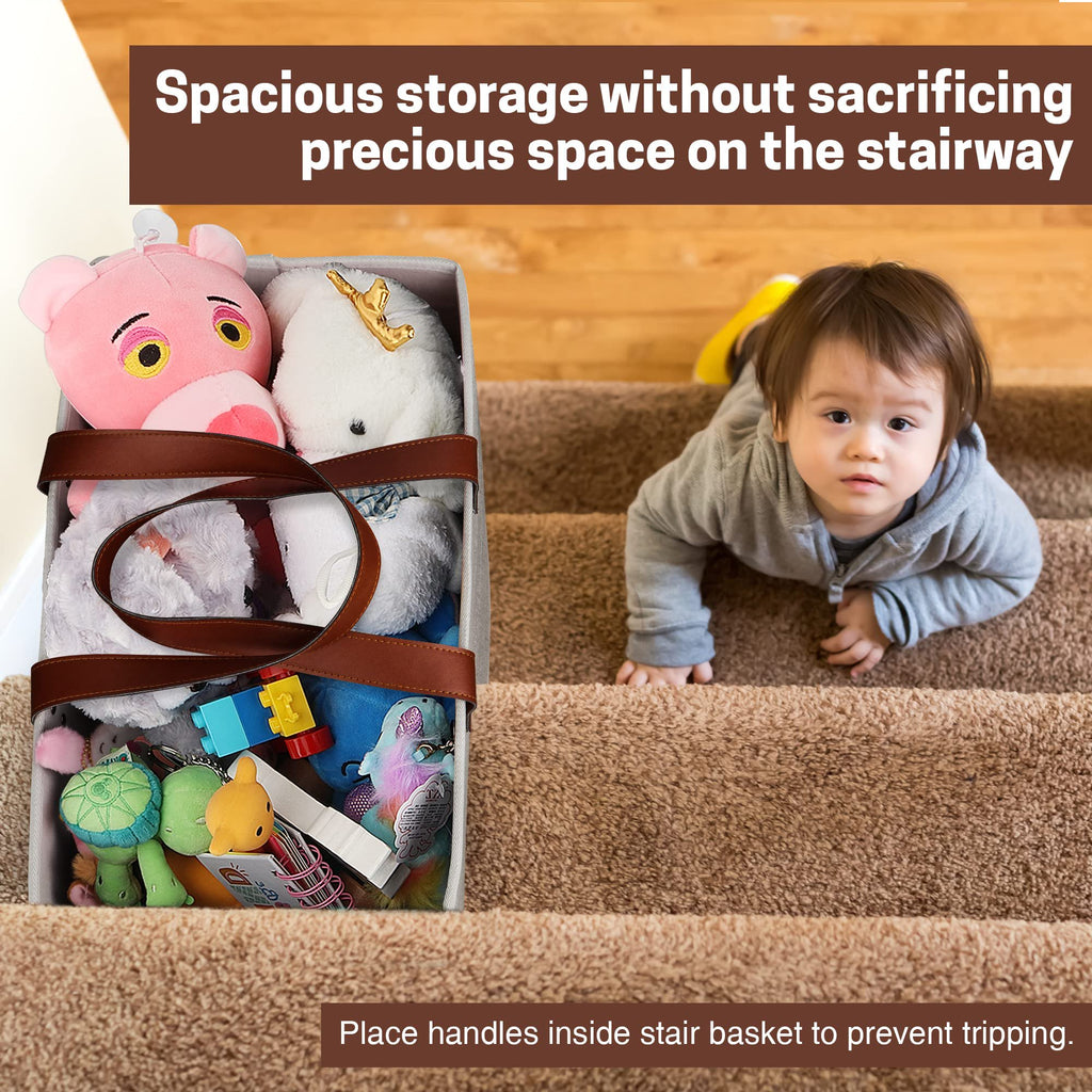Foldable Stair Basket for Carpet and Wood Stairs, Gray 7k