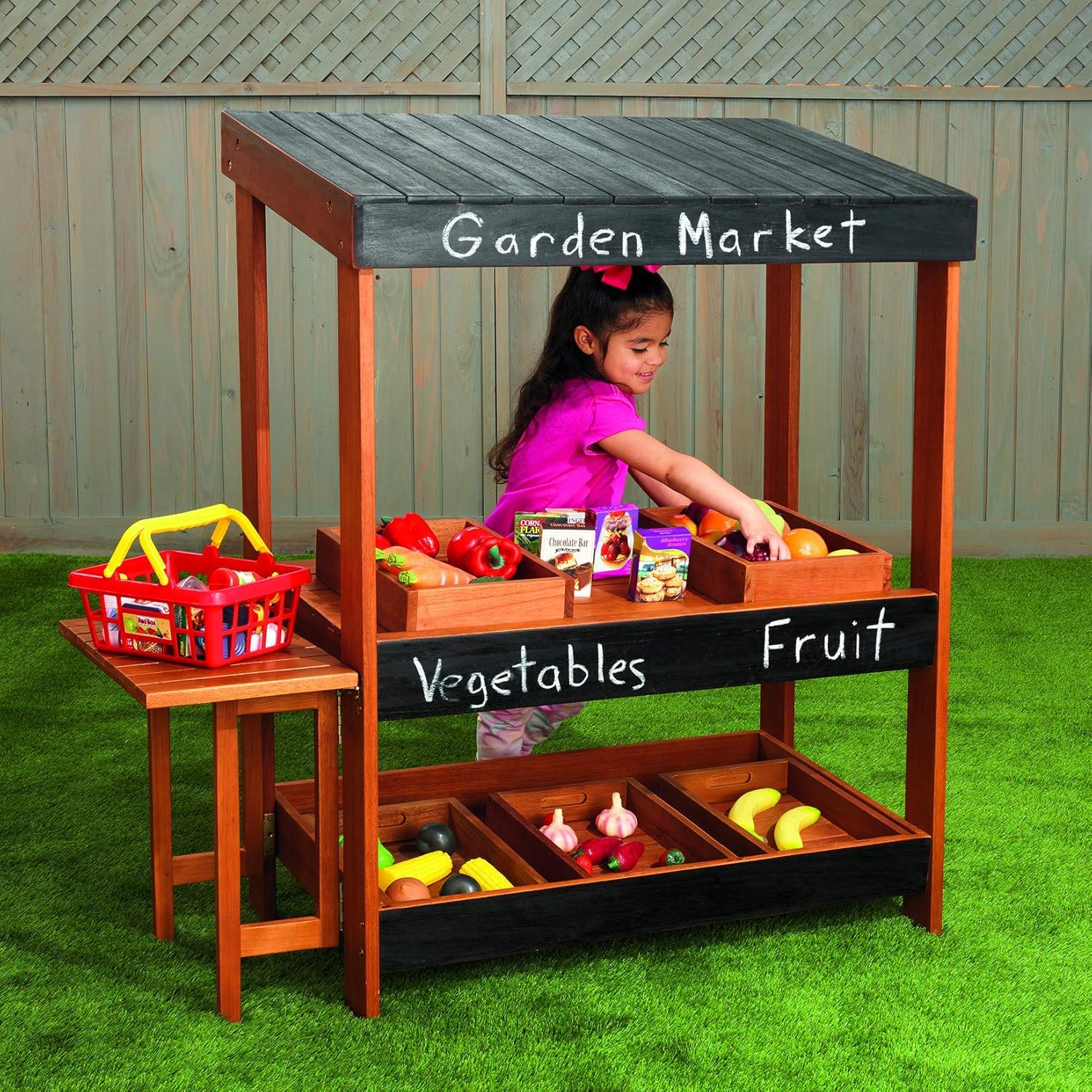 Wooden Farmers Market Stand for Kids Pretend Play k7