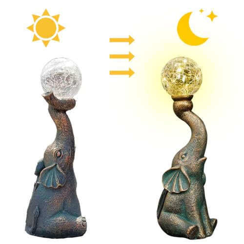 Elephant Statue Solar Garden Light Decor a7
