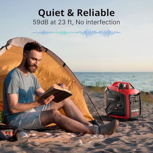 Gas Powered Portable Inverter Generator, CO Sensor, Quiet Backup A7