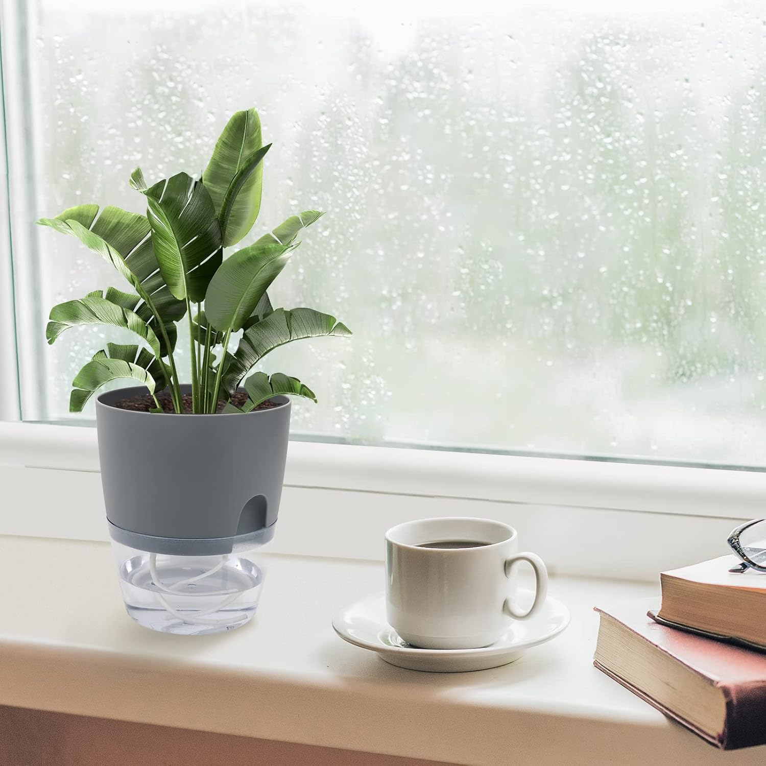 Self-Watering Plant Pot 6 Inch 6 Pack Grey a7
