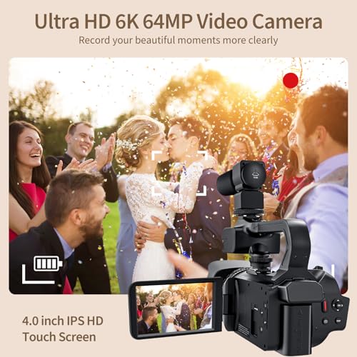 Camcorder 6K 64MP IR Night Vision Vlogging Camera 18X Zoom 4.0 Touch Screen f7