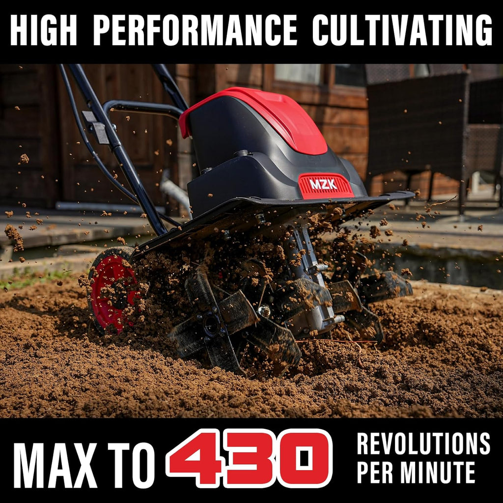 Electric Tiller Cultivator 16 Inch 8 Depth Adjustable Wheels F7k