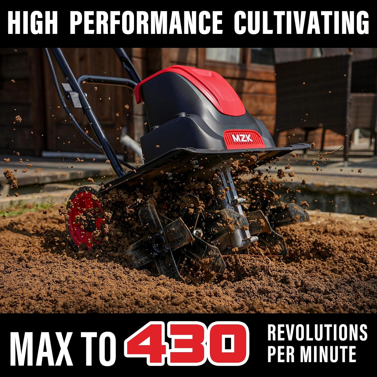 Electric Tiller Cultivator 16 Inch 8 Depth Adjustable Wheels F7k