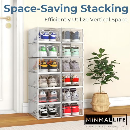 Clear Plastic Shoe Boxes Stackable 6 Pack a7