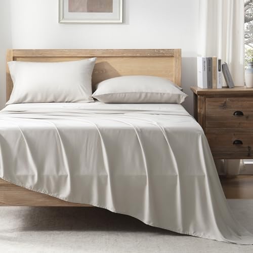 Queen Sheets Set, Cooling Bamboo Bedding, Deep Pocket, Dark Green K7