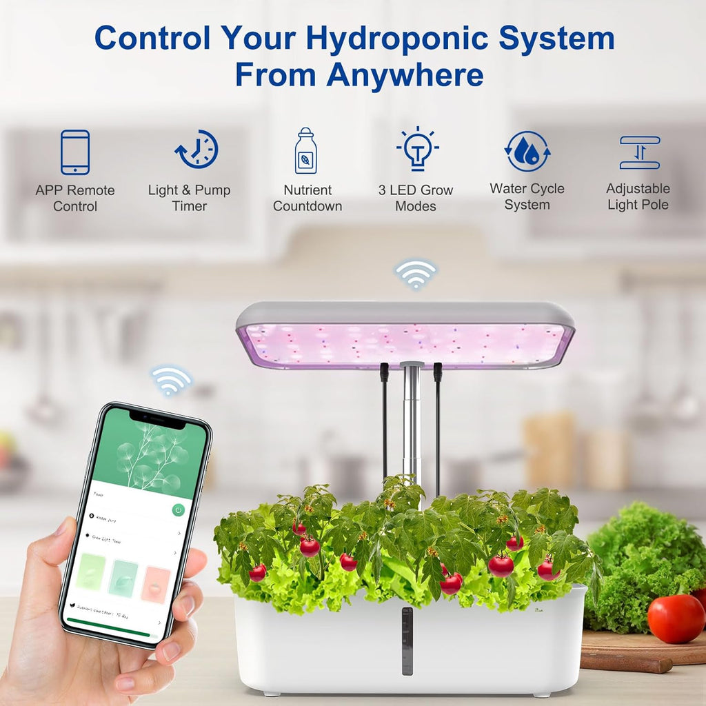 Hydroponics Growing System Indoor Garden 14 Pods Germination Kit with Grow Light A7
