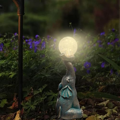 Solar Angel Statue with Cracked Glass Ball Ornament k7p
