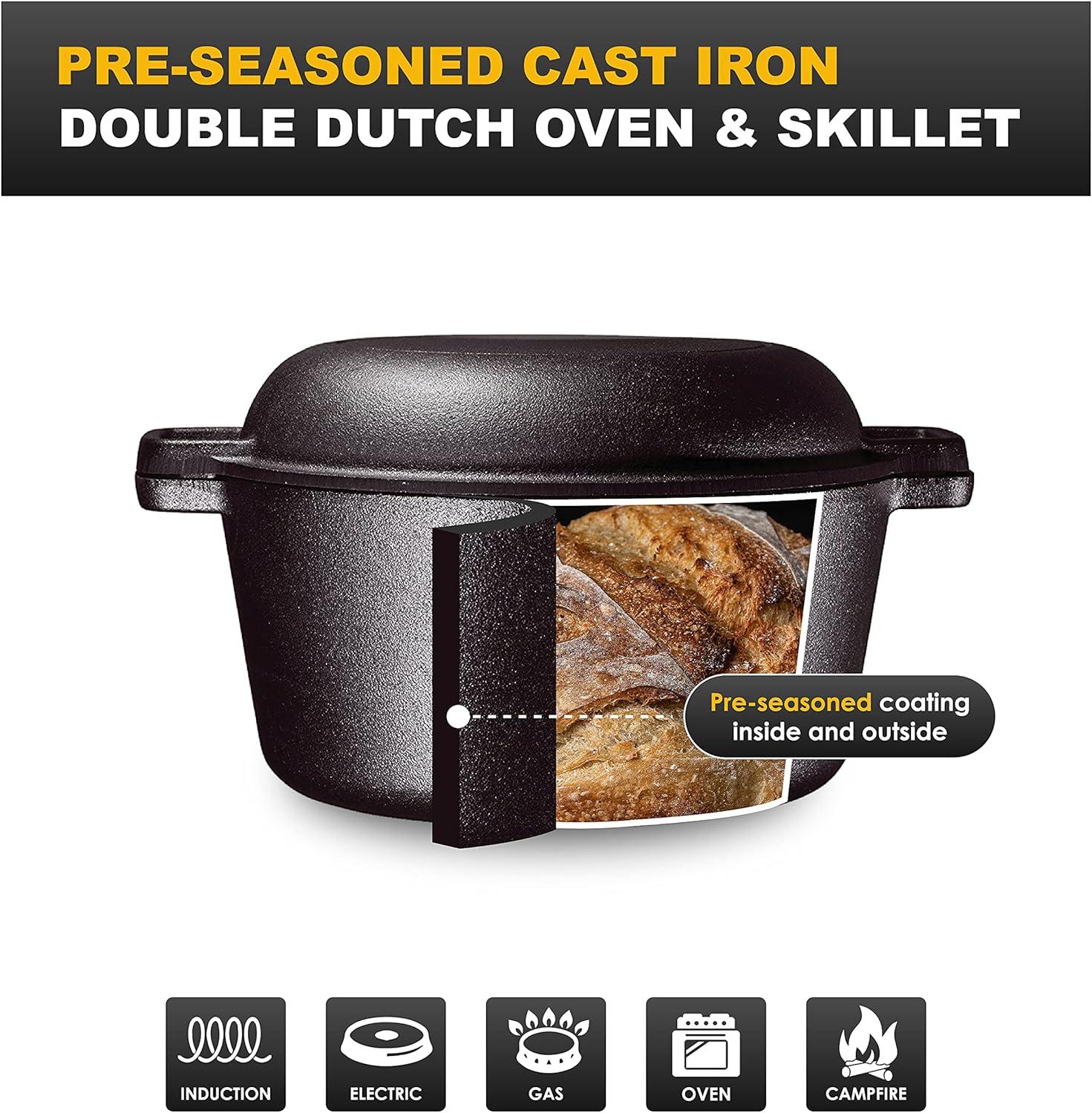Matte Ceramic Serving Plates 11-inch Round Set with Cast Iron Dutch Oven and Skillet Lid q7