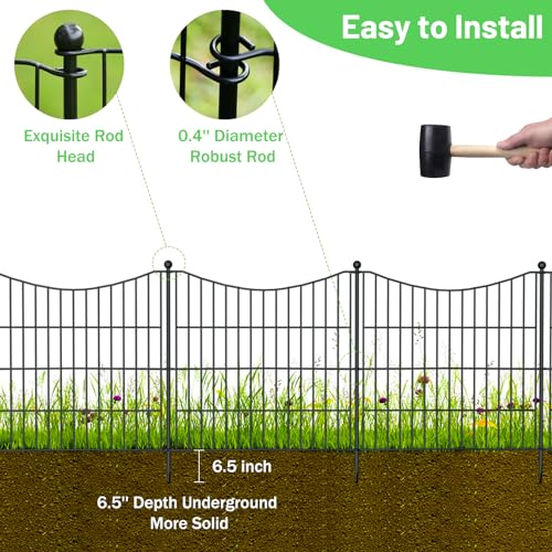 Garden Fence 24in x 10ft Rustproof Metal Panel k7