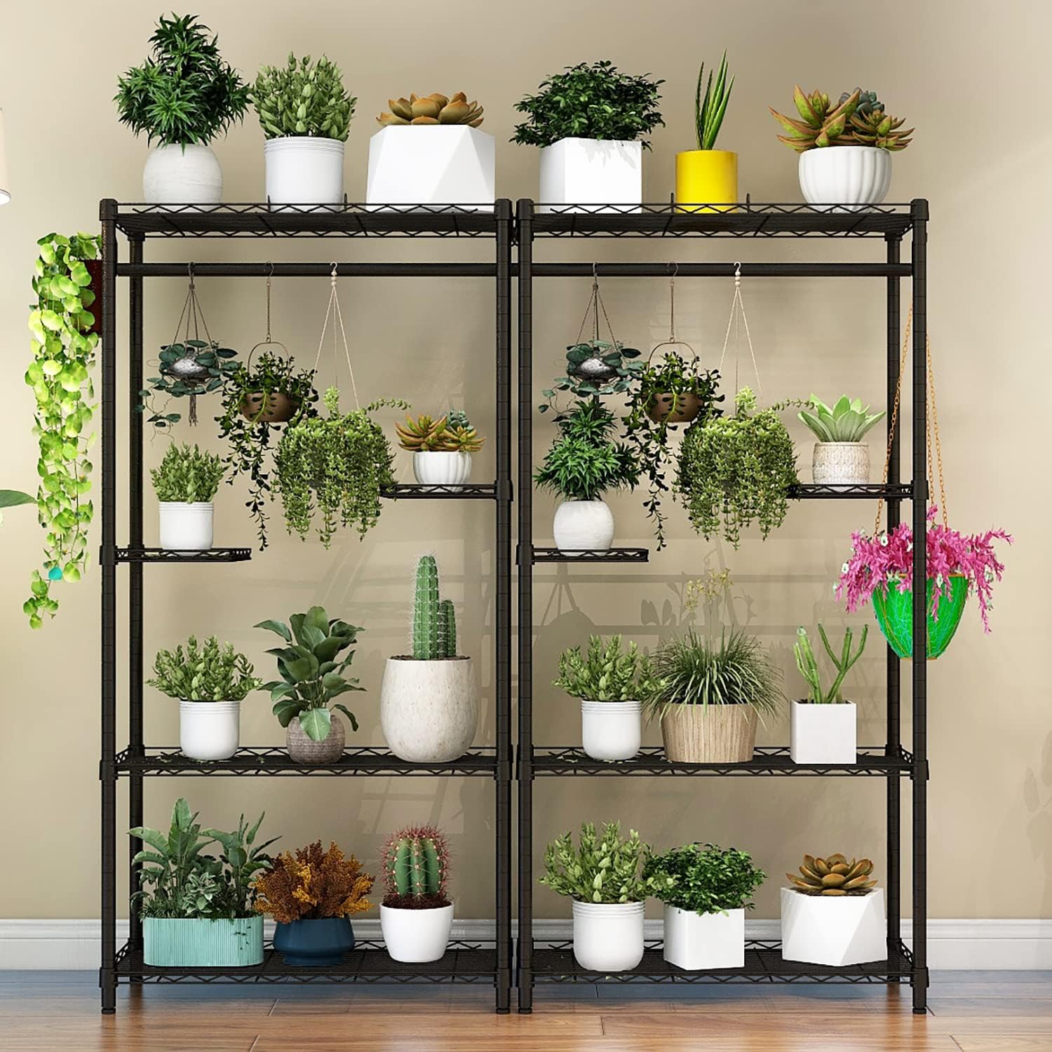 5-Tier Plant Stand Indoor Outdoor Black a7