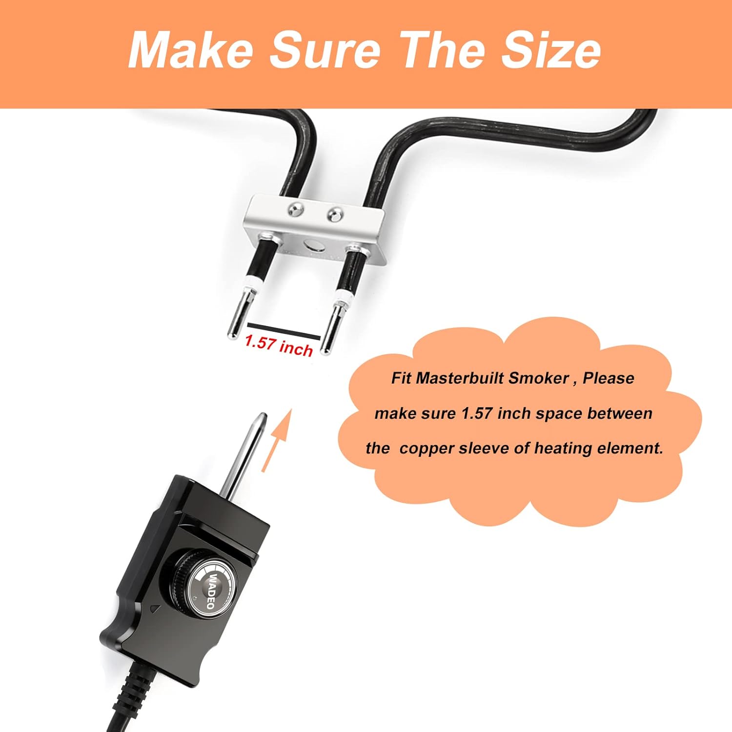 Adjustable Thermostat Probe Control Cord for Smokers 15A 110V k7