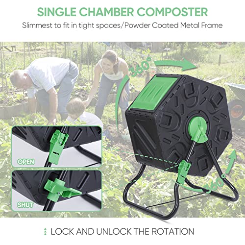 Compost Tumbler Dual Chamber Outdoor 37 Gallon Black a7