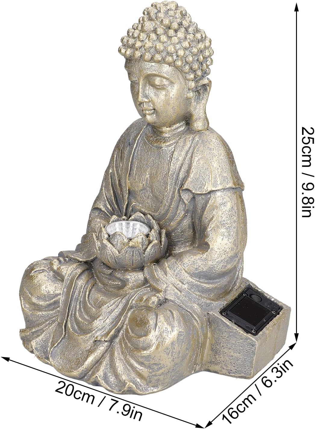 Solar Powered Buddha Garden Statue Zen Sculpture Outdoor Decor K7m