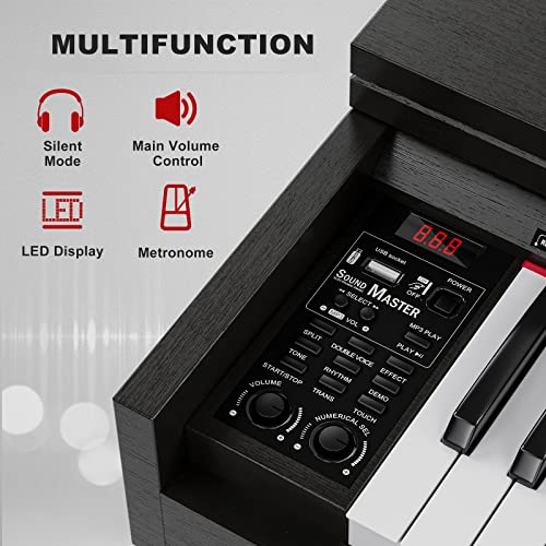 Weighted Digital Piano with Bench, Hammer Action Keyboard 7k
