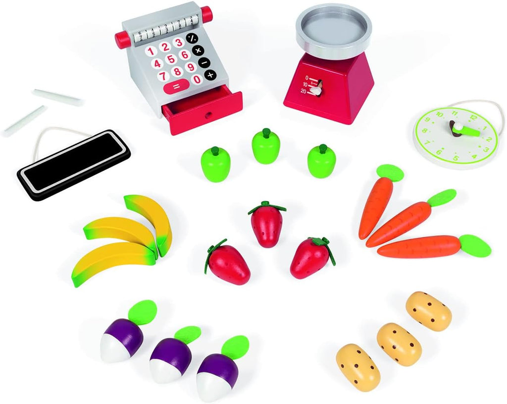 Wooden Grocery Store Playset with 32 Accessories 7k
