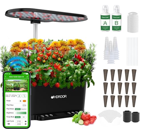 Hydroponics Growing System WiFi, 15 Pods Indoor Herb Garden with Grow Light a7
