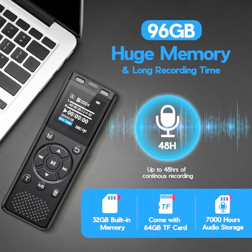 Digital Voice Recorder 96GB HD Playback A7