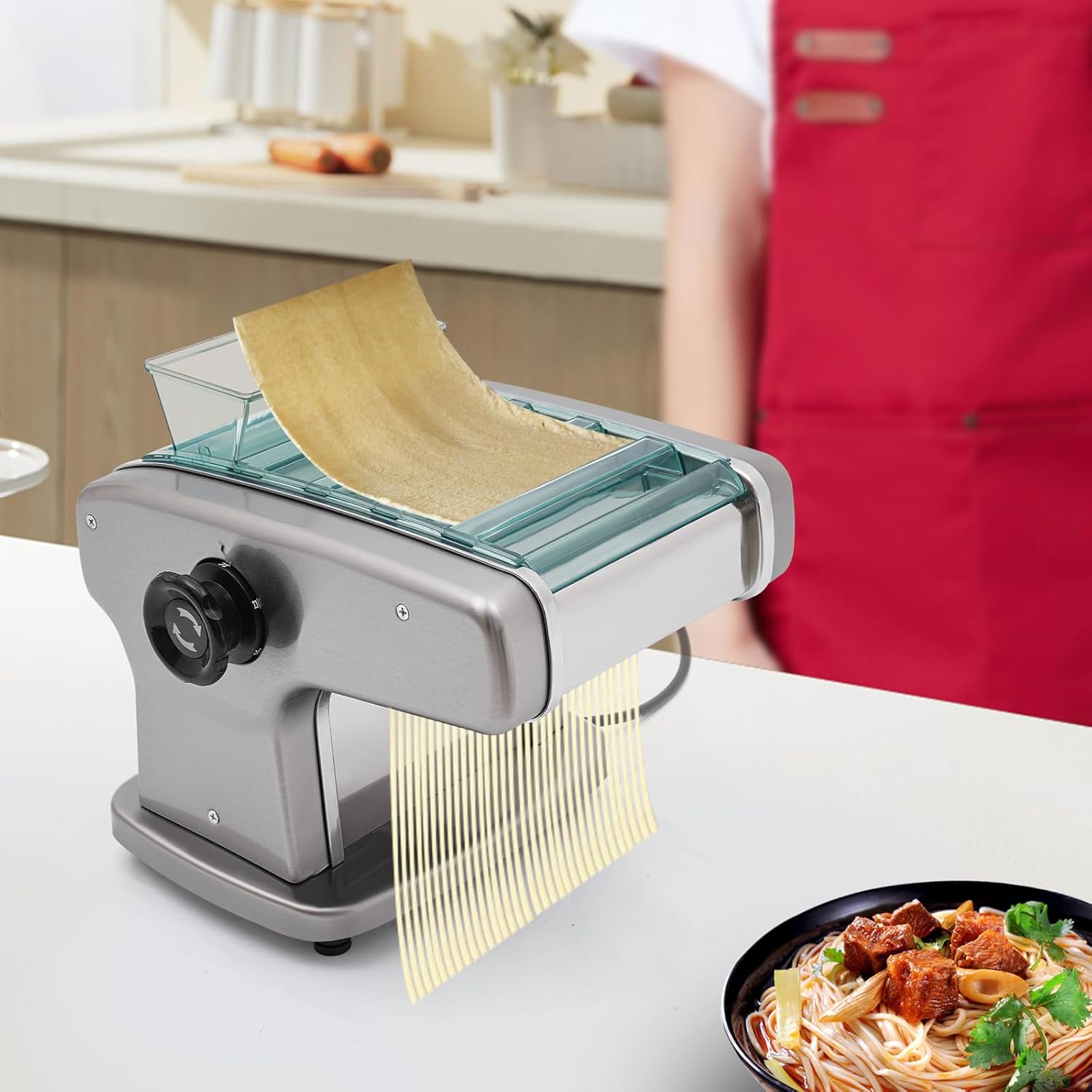 Electric Pasta Maker, Automatic Noodle Machine, Adjustable Cutter 7k