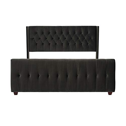 Queen Upholstered Bed Frame Silver Gray a7