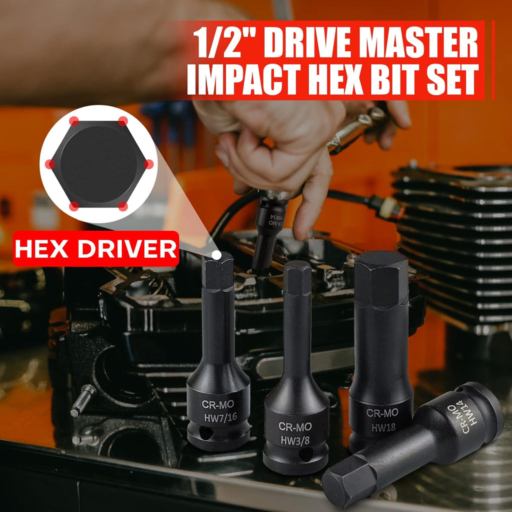 20 Piece Impact Hex Driver Set SAE Metric with Storage Case k7