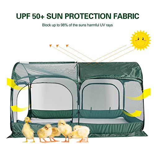 Portable Chicken Run Pop-Up Pen Outdoor Gardening Net 3 Doors a7