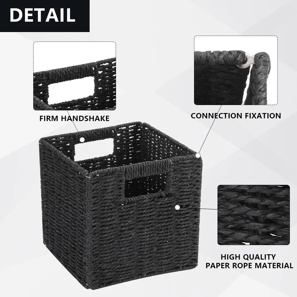 Wicker Storage Baskets 8.7 Inch Foldable Cube Organizer a7
