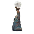 Solar Outdoor Statues, Angel Garden Ornaments Statue, Garden Decor Elephant with Cracked Glass Ball Statues, Lawn Decor Garden Figurine for Patio, Balcony, Yard, Housewarming Gifts (Bronze-Elephant)