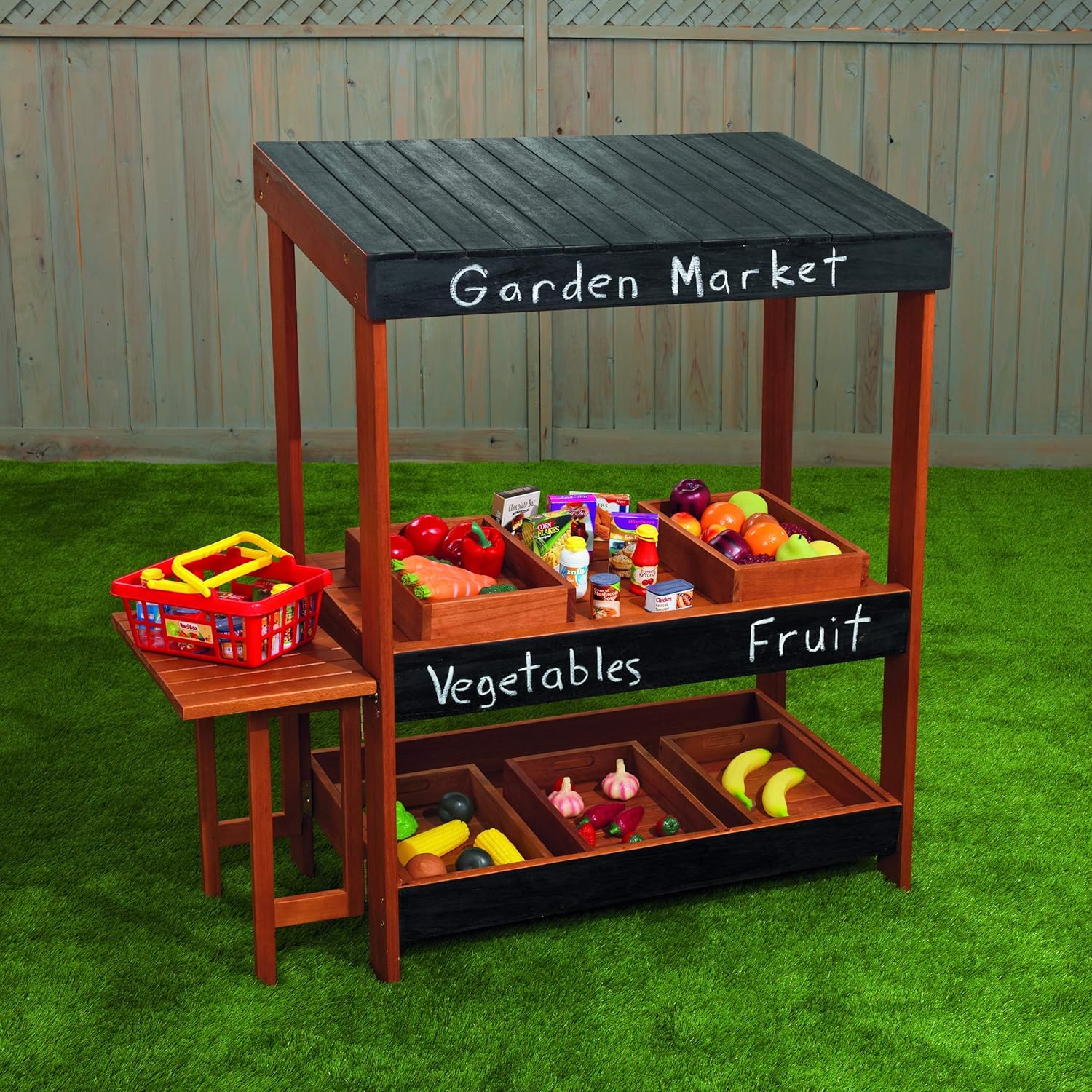 Wooden Farmers Market Stand for Kids Pretend Play k7