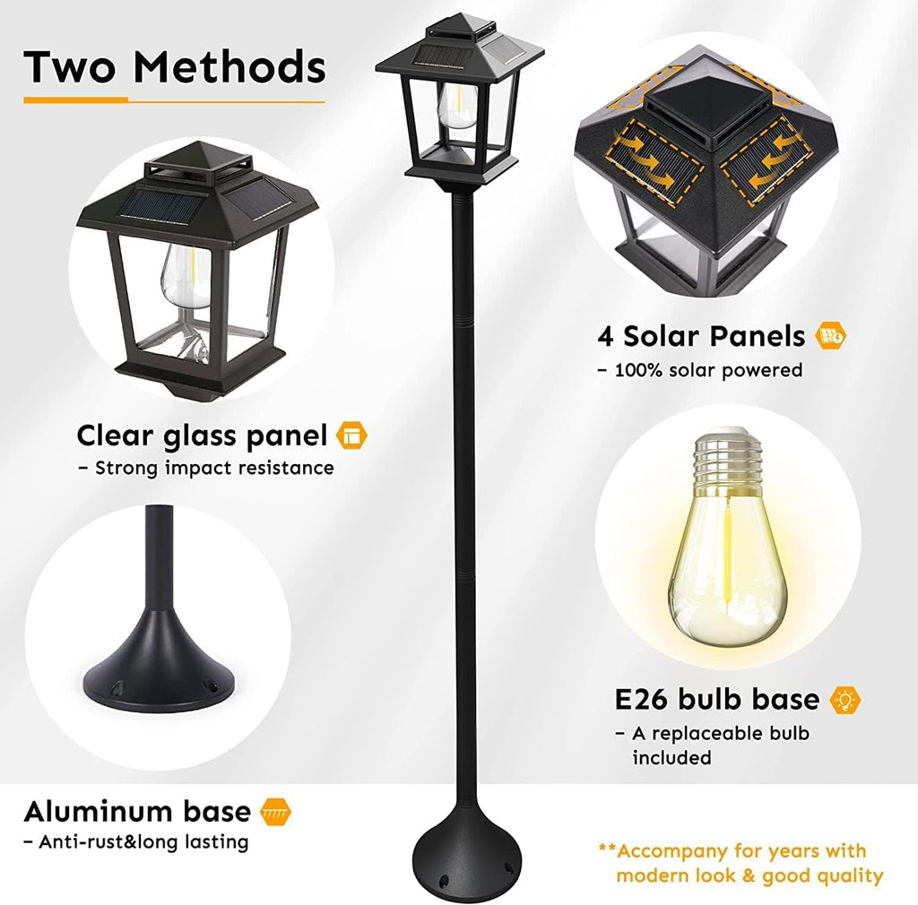 Solar Lamp Post Lights Outdoor 2 Pack with Planter k7
