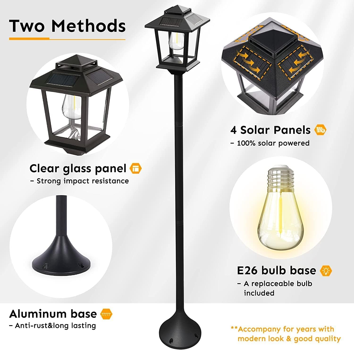 Solar Lamp Post Lights Outdoor 2 Pack with Planter k7